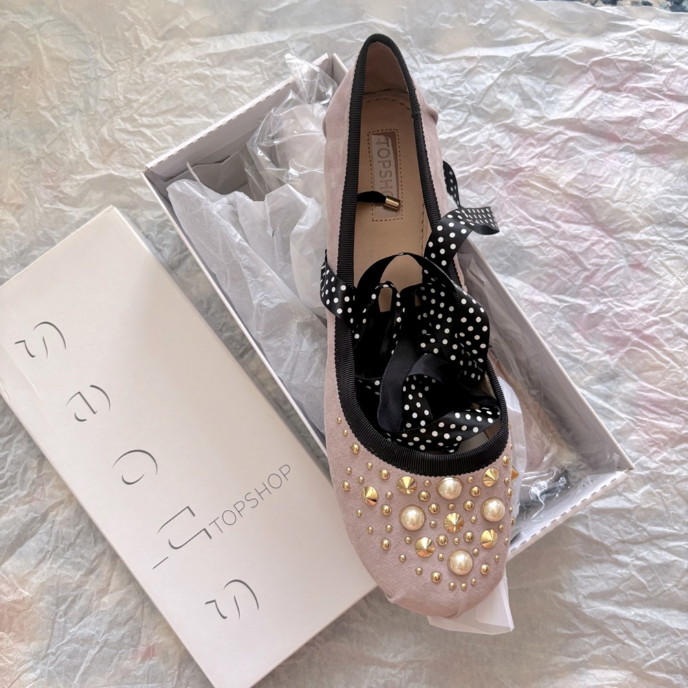Topshop Bejewelled Ballet Flats